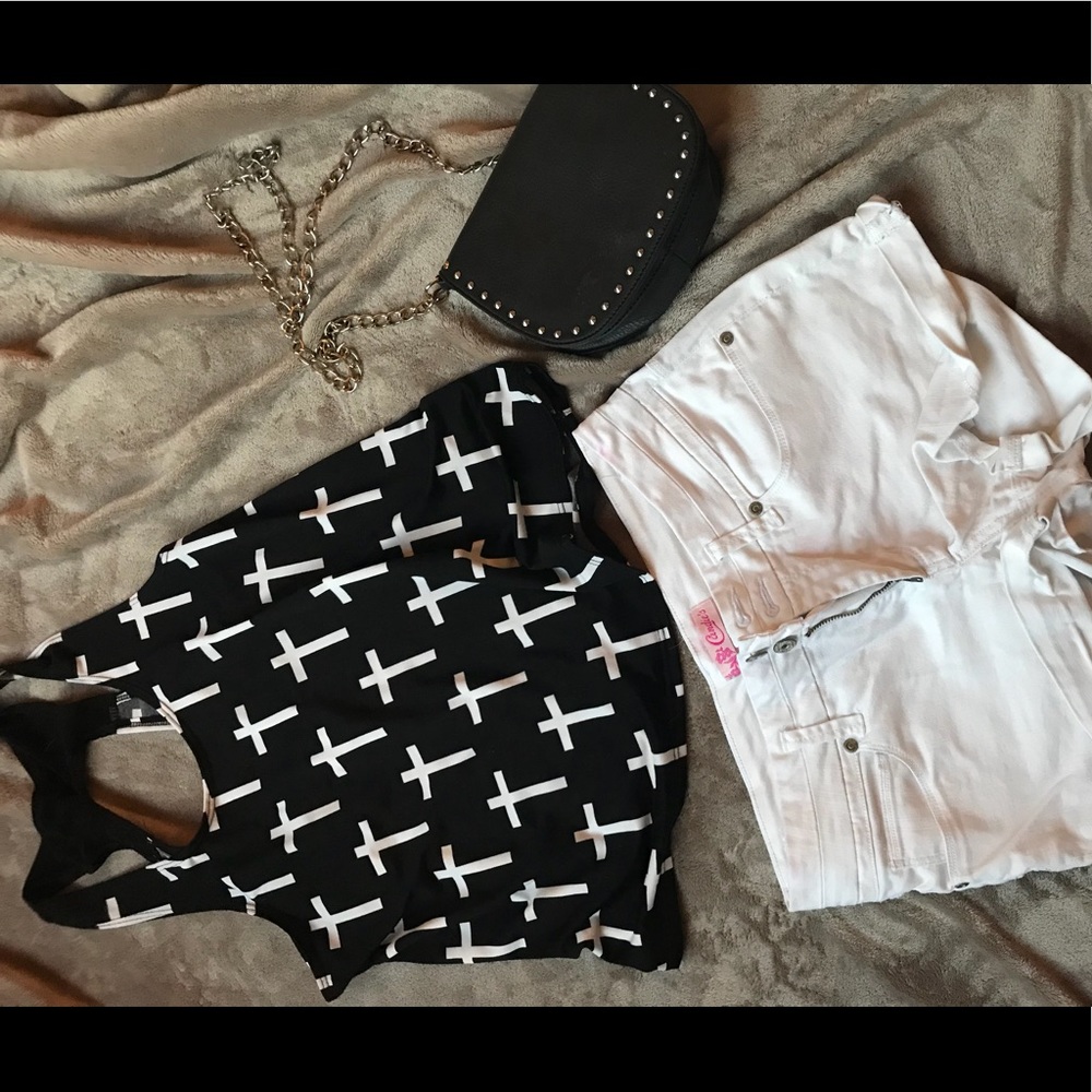 Black and White Cross Tank